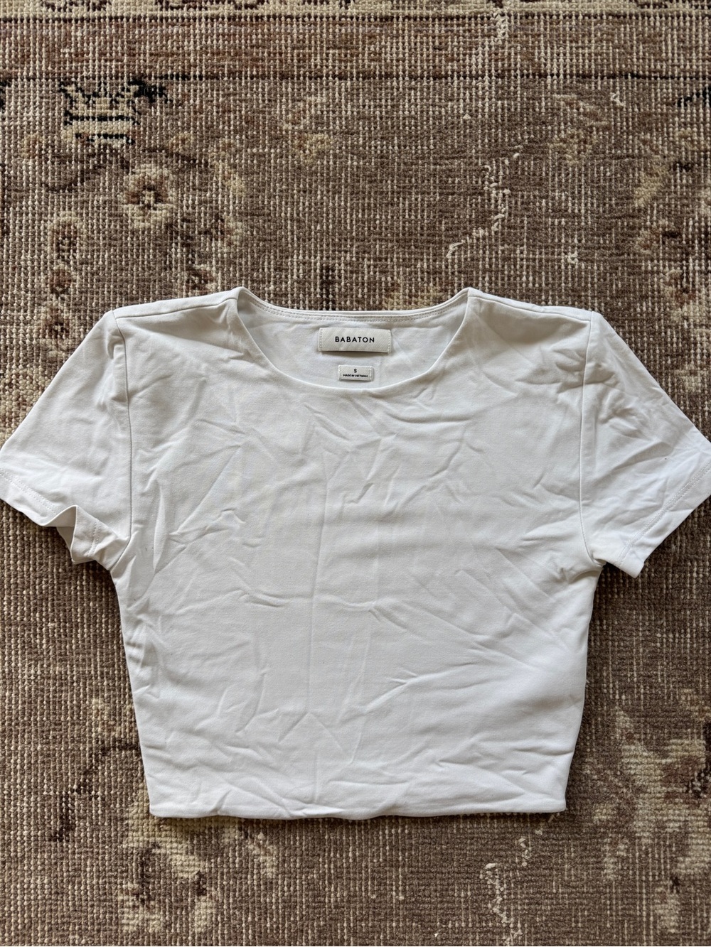 Babaton White Short Sleeve Crop Tee